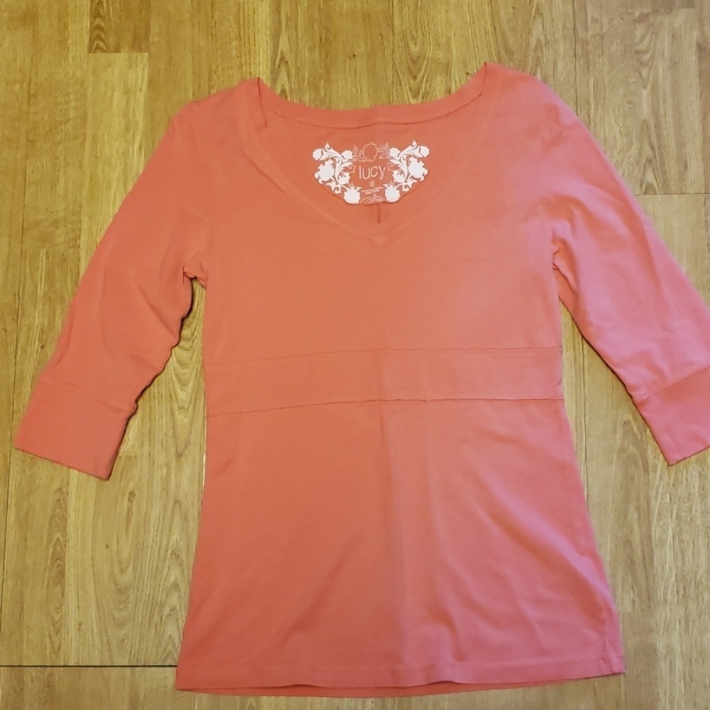 Lucy athletic top coral 3/4 sleeves. Sz small